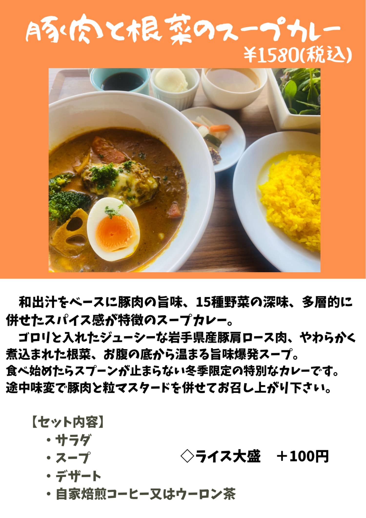 豚肉と根菜のスープカレー